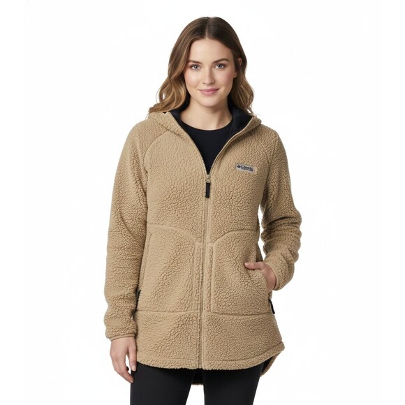 Columbia Jackets & Blazers - Columbia Jacket CSC Sherpa Fleece Womens Size L Hoodie Full Zip Beige/Khaki